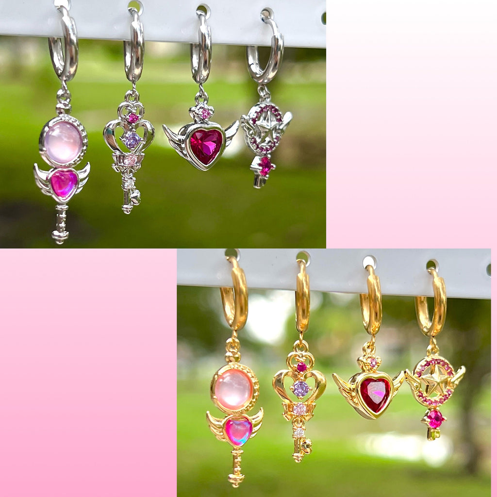Sailor Moon Hoops,Sailor Moon Huggies,Sailor Moon Earrings,Japanese Anime Jewelry,Kawaii,Best Friend Gift,Charm Earrings,Anime Merch