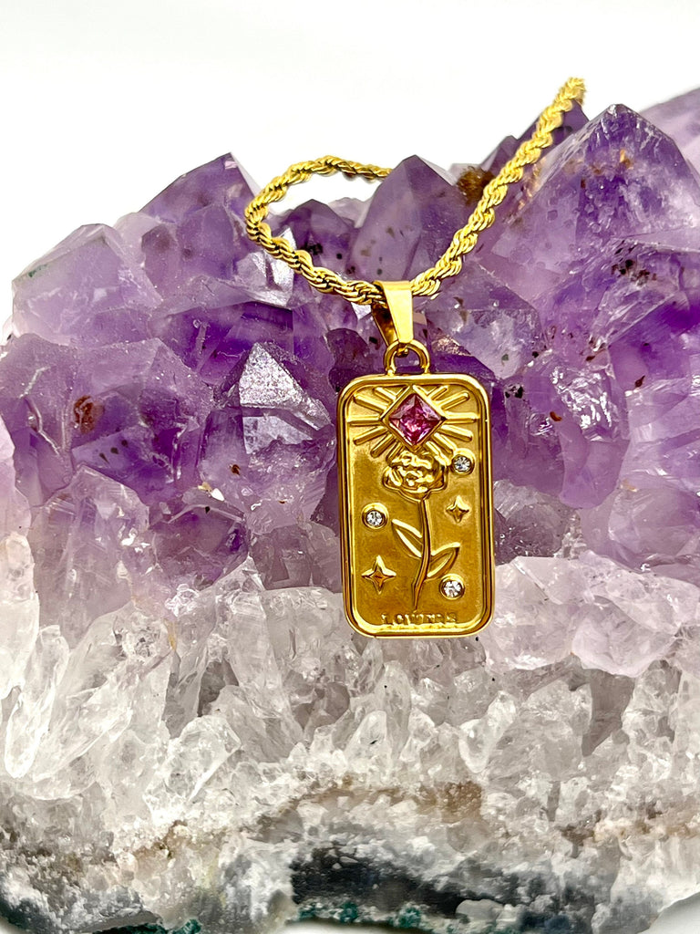 Gold Tarot Card Necklace,Dainty Tag Pendant,Spiritual Jewelry,Zodiac Jewelry,Sun, Star and Lovers Necklace,Manifest Necklace,Gift for her