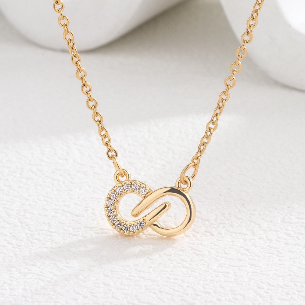 Infinity Necklace,Infinity Jewelry,Friendship Necklace,Gold Necklace,Girlfriend Necklace,Infinity Hoops,Necklace Set,Gift for Her