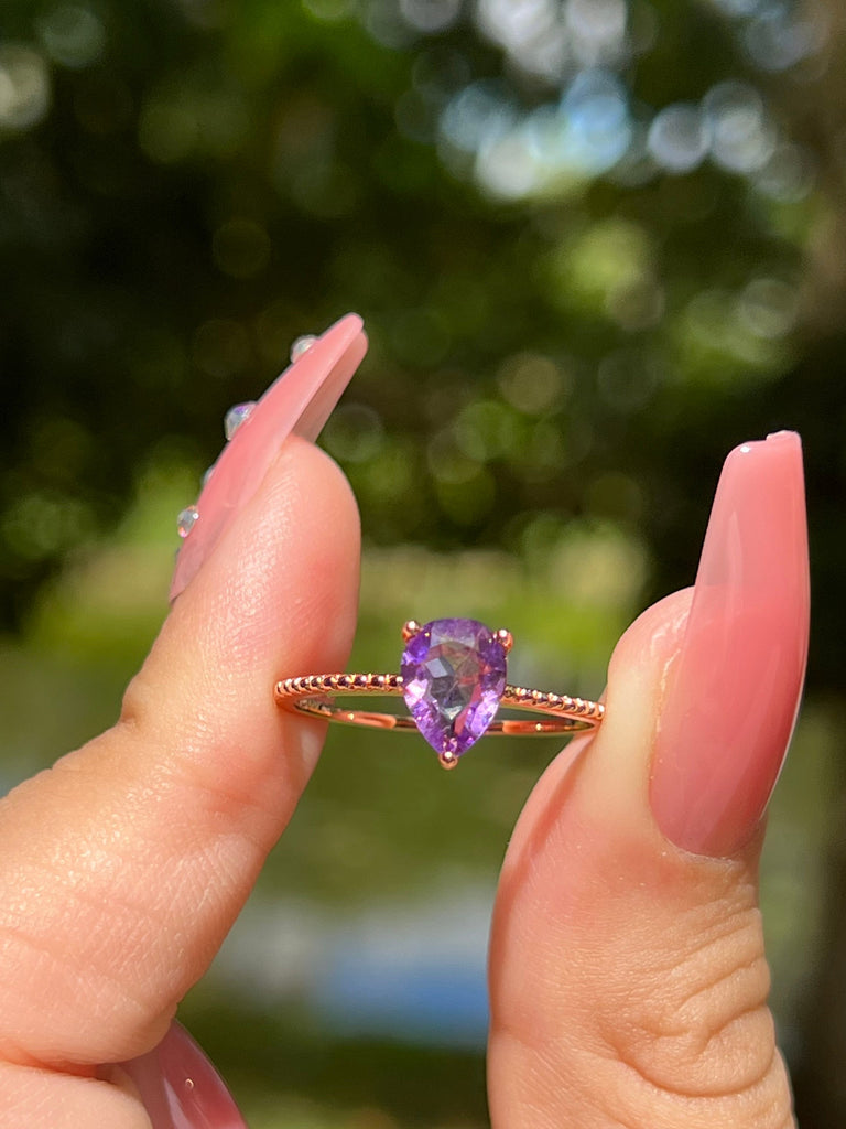 Amethyst Ring,Statement Ring,Promise Ring,Engagement Ring,Februaury Birthstone,Wedding Ring,Sterling Silver Ring,Gift for Her