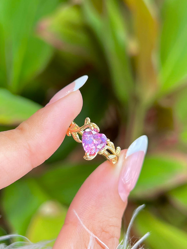 Sailor Moon Inspired Heart Rings, Pink Heart Rings,Princess Rings,Stackable Ring,Dainty Rings,Adjustable Ring,Promise Ring,Leaf Ring,Gift