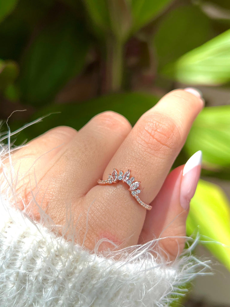 Stacking Ring,Simple Ring,Promise Ring,Statement Ring,Tiara Ring,Bridesmaid Jewelry,Crown Ring,Marquise Ring,Sterling Silver Ring,Gift