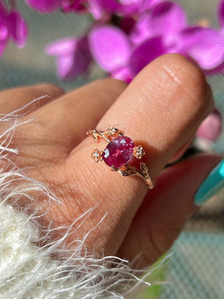 Alexandrite Ring,Leaf Ring,Statement Ring,Promise Ring,Engagement Ring,Color Changing Stone,Anniversary Ring,Unique Ring,Gift for Her