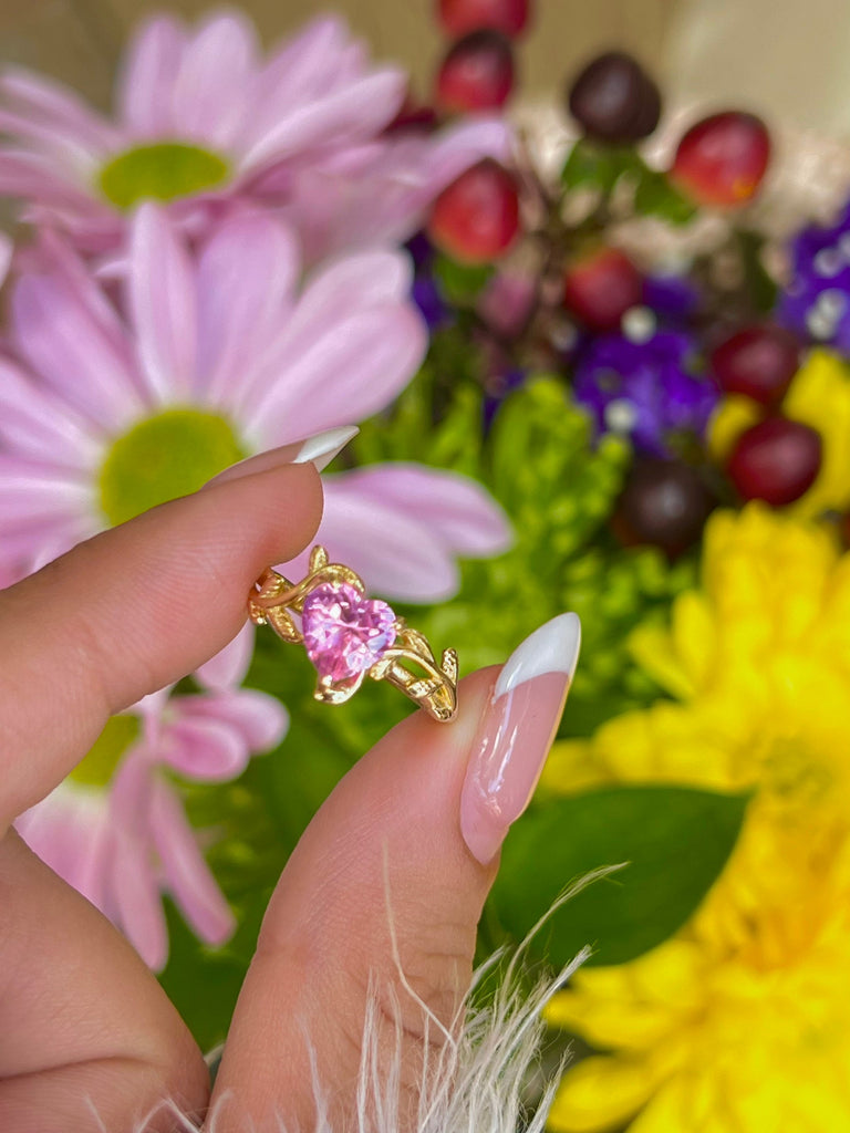 Sailor Moon Inspired Heart Rings, Pink Heart Rings,Princess Rings,Stackable Ring,Dainty Rings,Adjustable Ring,Promise Ring,Leaf Ring,Gift