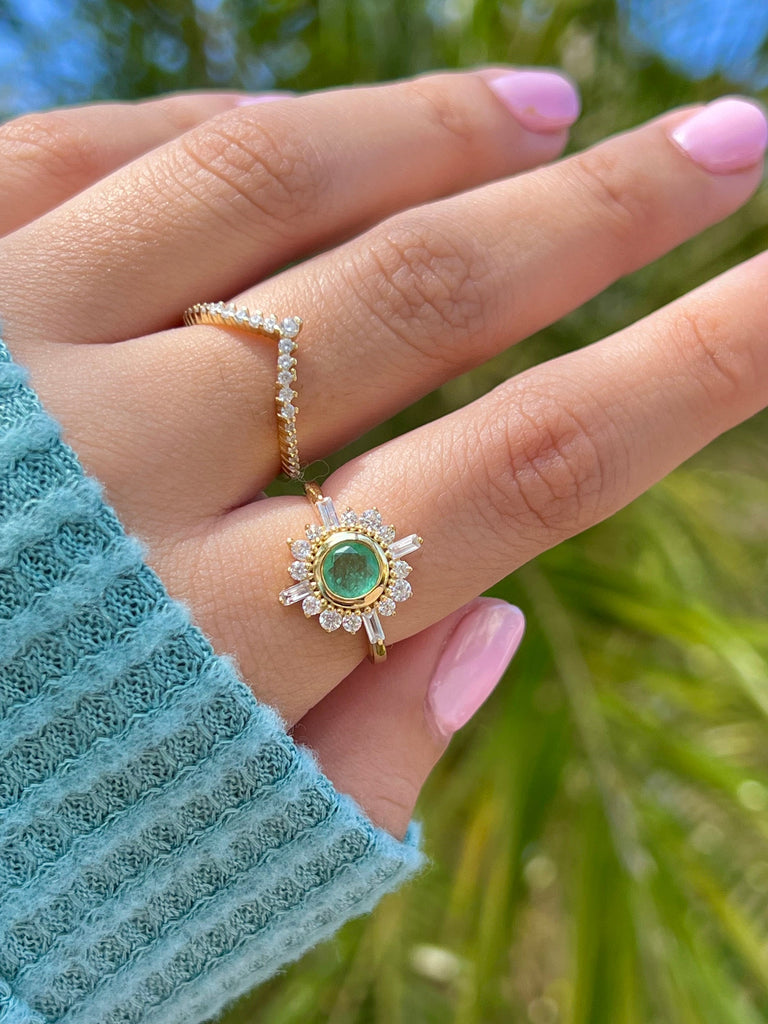 Green  Paraiba Tourmaline Ring,14K Yellow Gold Vermeil,Promise Ring,Statement Ring,Engagement Ring,Dainty Ring,Gift for Her