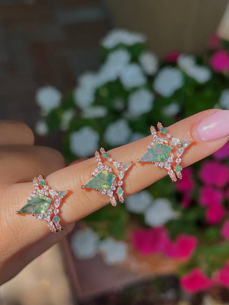 Green Moss Kite Ring Set