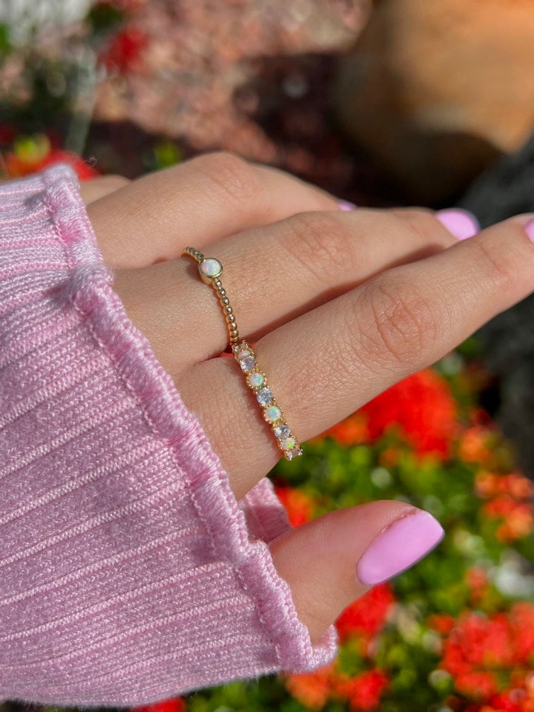 Opal Eternity Ring, Dainty Opal Ring, Gold Opal Ring, Minimalist Ring,Stacking Ring,Promise Ring,Gift for Her