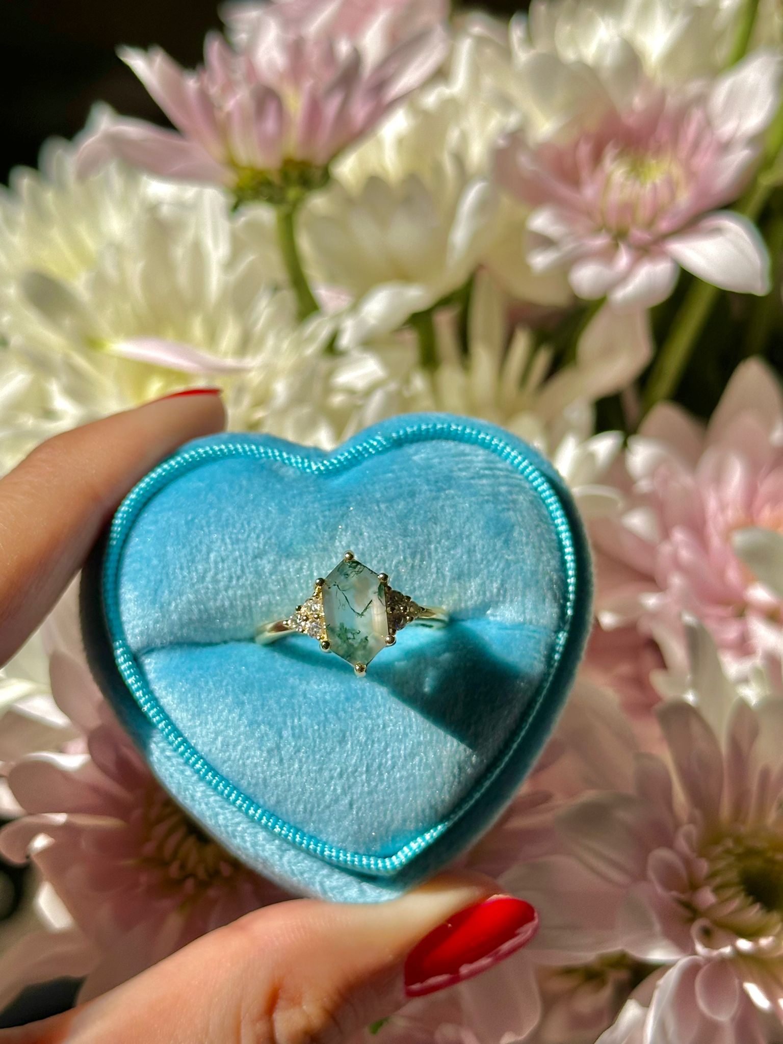 Hexagon Green Moss Ring - Image 3