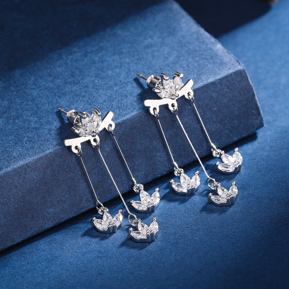 Tiara Crown Tassel Earrings - Image 4