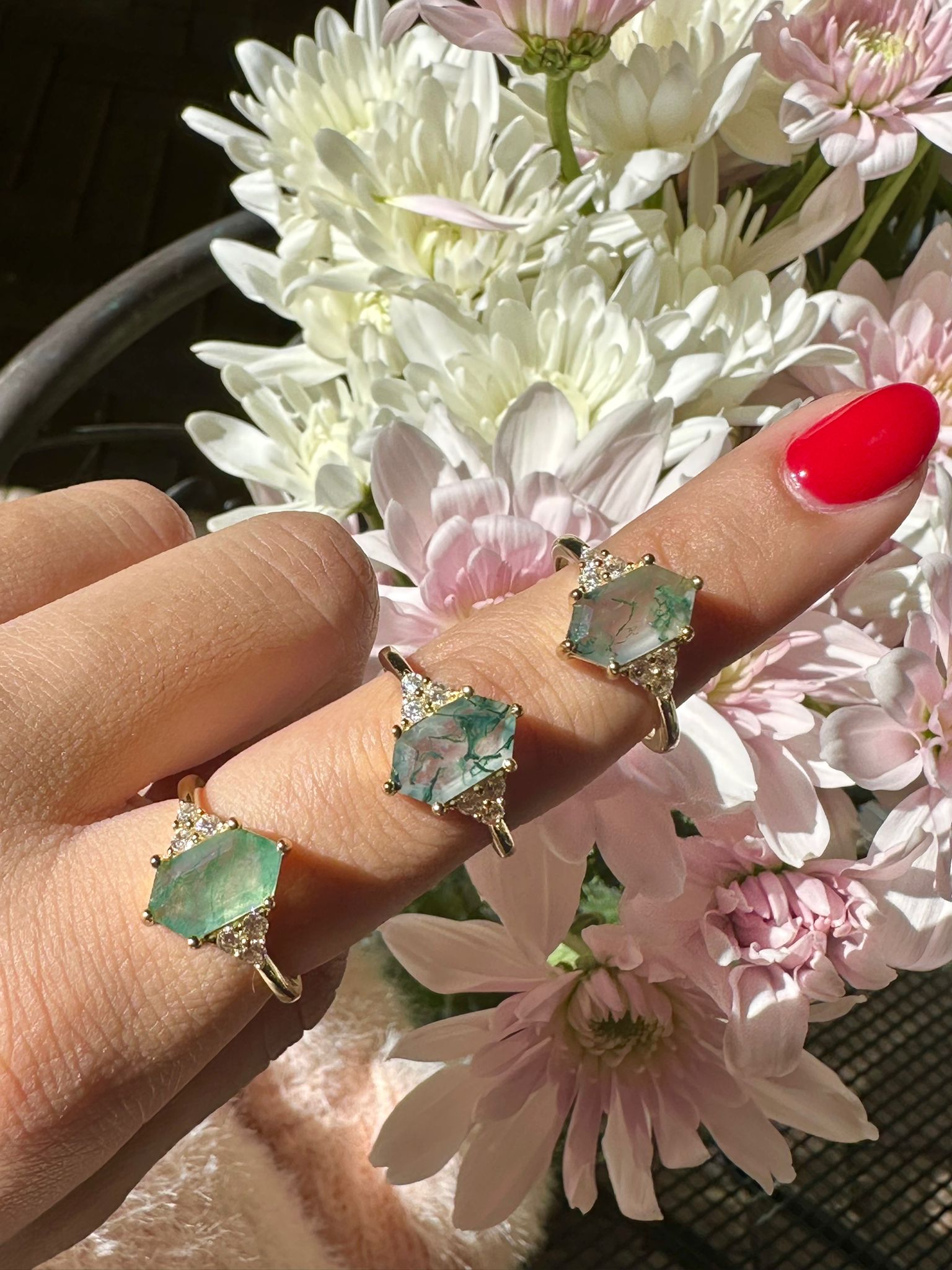 Hexagon Green Moss Ring - Image 4