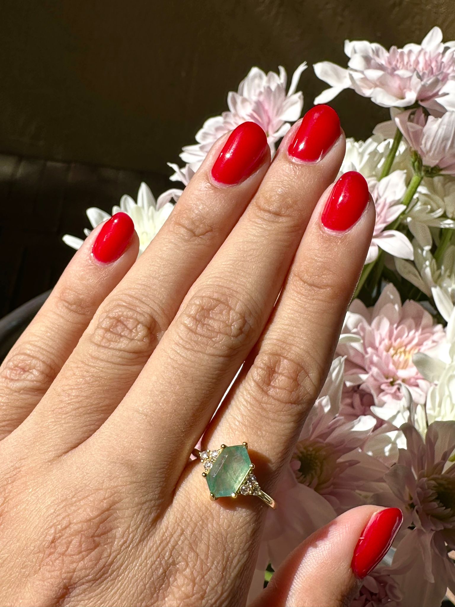 Hexagon Green Moss Ring - Image 5