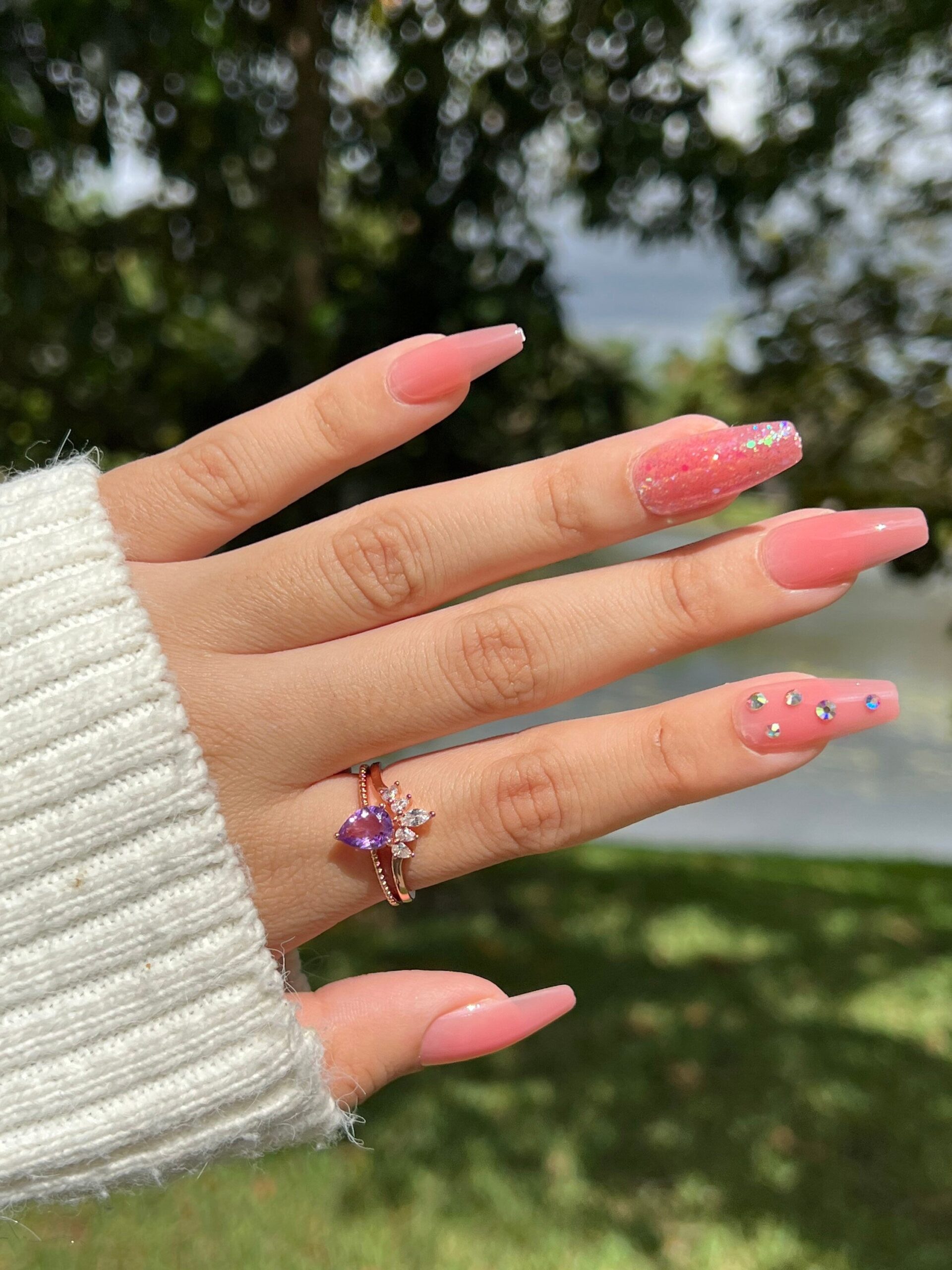 Amethyst Ring Set,Statement Ring,Promise Ring,Tiara Ring, Princess Ring,Stacking Ring,Crown Ring,February Birthstone,Gift for Her - Image 6