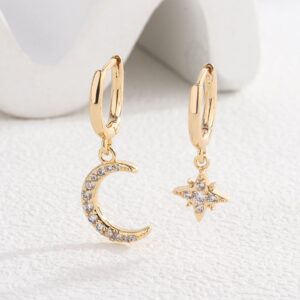 Moon and Star Mismatched Hoops