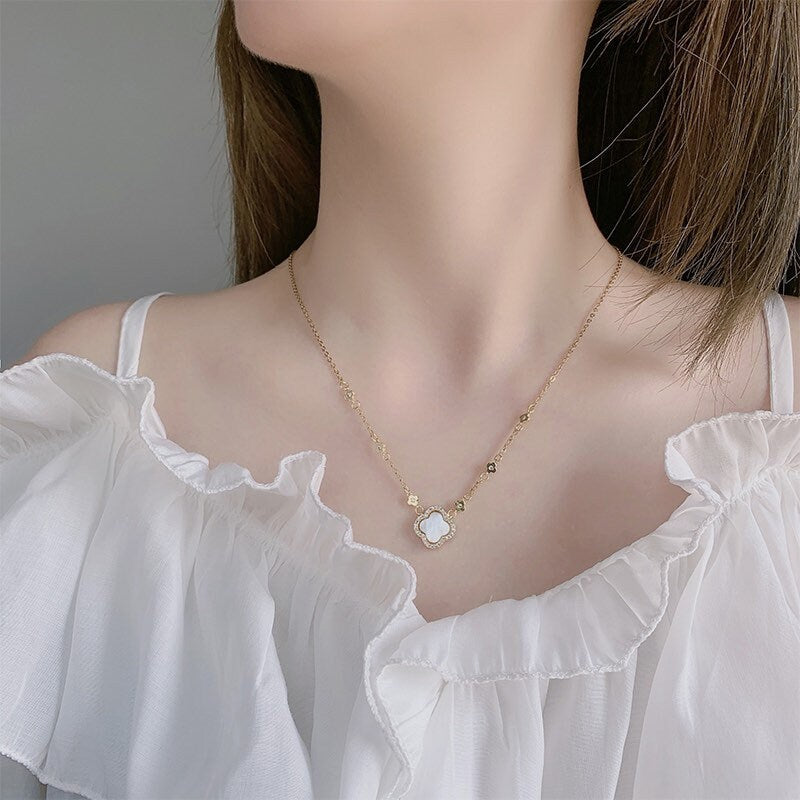Mother Of Pearl Clover Necklace - Image 2