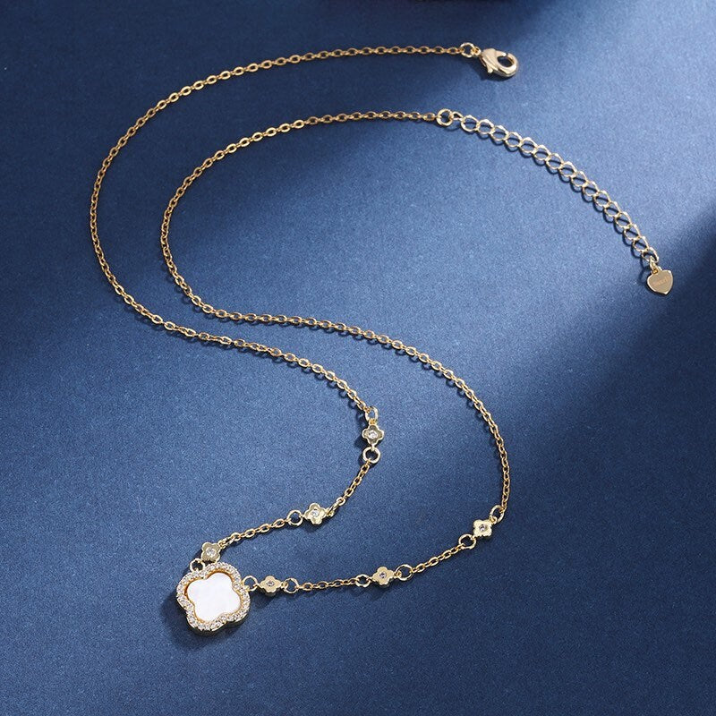 Mother Of Pearl Clover Necklace - Image 5