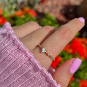 Dainty Heart Opal Ring