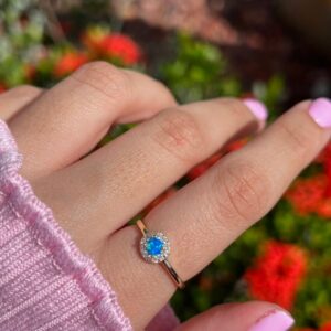 Dainty Blue Opal Ring