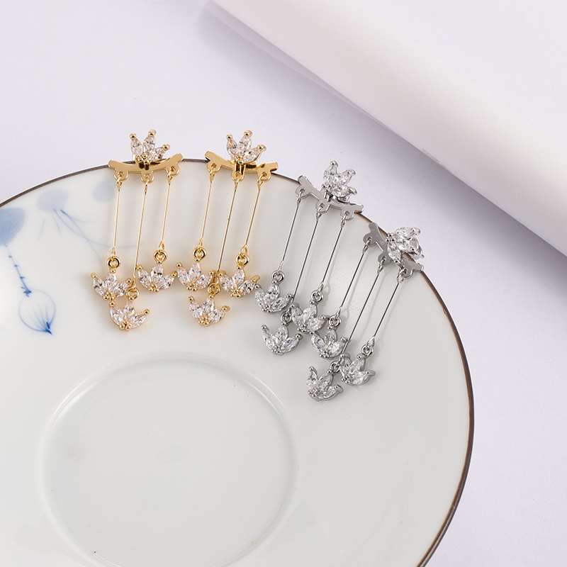 Tiara Crown Tassel Earrings - Image 3