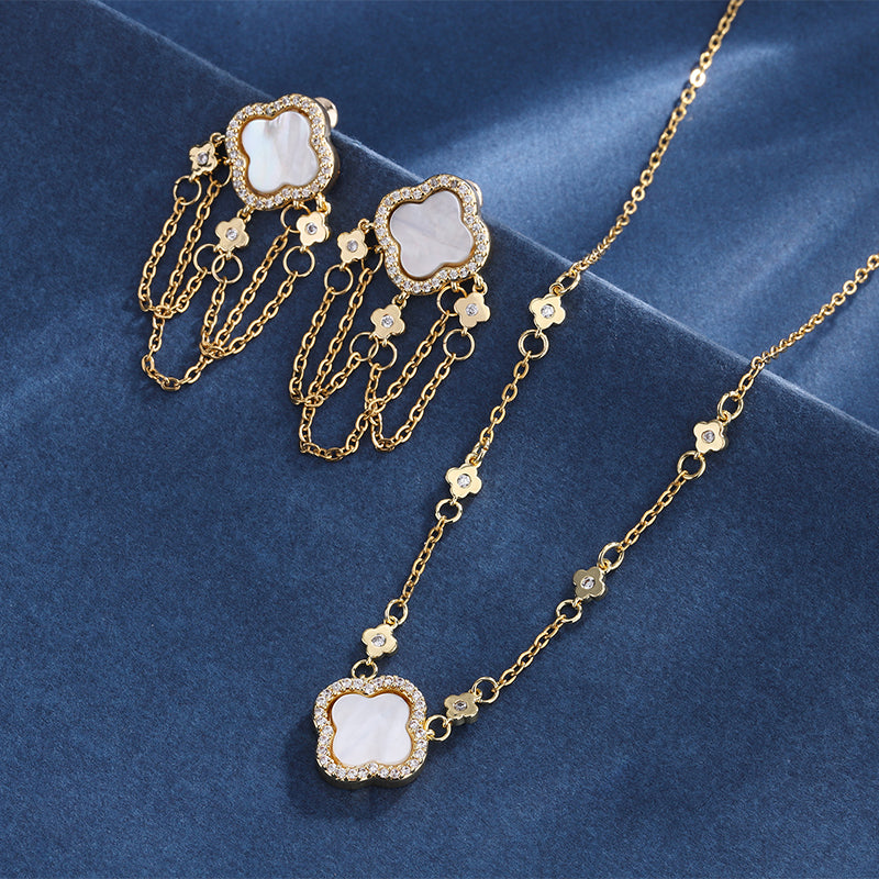 Mother Of Pearl Clover Necklace - Image 8