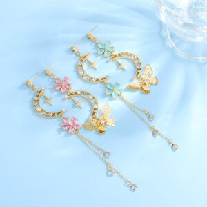 Sakura Nights Asymmetrical Dangle Earrings